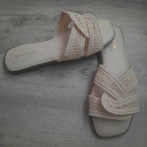 BAMBOO Women's Crochet Cream Sandals